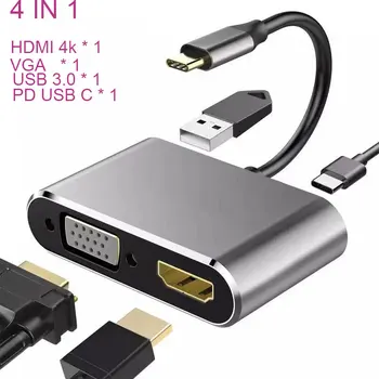 4 în 1 USB C HDMI & nb Tip c la 4K Adaptor VGA USB3.0 video Converter PD 87W încărcător Rapid pentru Macbook pro Samsung s9 s10