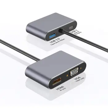 4 în 1 USB C HDMI & nb Tip c la 4K Adaptor VGA USB3.0 video Converter PD 87W încărcător Rapid pentru Macbook pro Samsung s9 s10