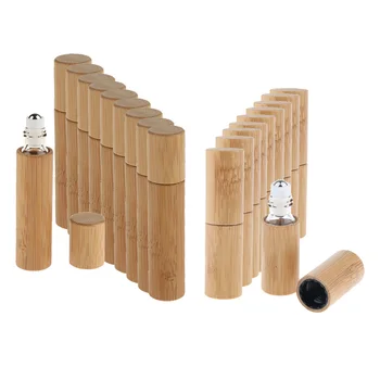20 x 5+10ml Naturale de Bambus Reîncărcabile Ulei Esențial de Machiaj Roller Ball Sticla