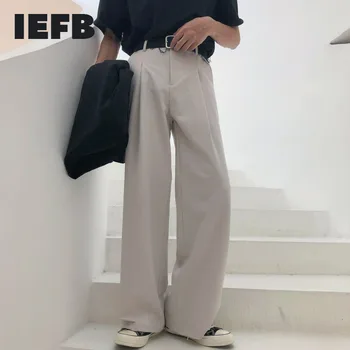 IEFB 2021 Primăvara Nou-picior Larg Mop Pantaloni Pentru Bărbați coreeană de Moda Streetwear Liber Drept Mare Creștere Pantaloni Casual Pantaloni 9Y3527