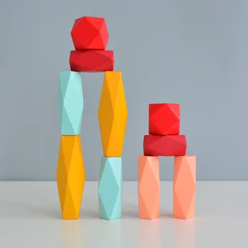 Jucărie Pentru Copii Din Silicon Jenga Bloc De Piatră Colorate Creative, Jucarii Educative Stil Nordic Stivuire Joc Curcubeu De Piatră, De Lemn