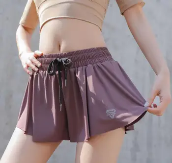 Femei fete pantaloni scurți Anti-lumină două straturi sportwear antrenament scurt