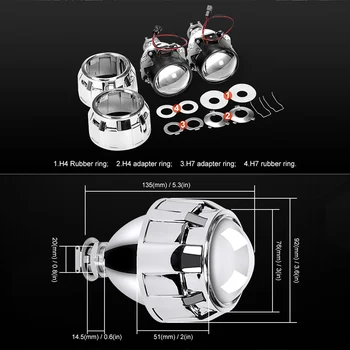2.5 Inch Universal Bi xenon HID Proiector Lentilă de Argint Negru Giulgiu H1 Singur Xenon LED H4 H7 Motocicleta Mașină de Lentile Far