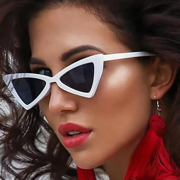 Triunghi plat ochelari de Soare de Designer de Epocă Retro Alb-Negru Cateye ochelari de Soare Femei Celebritate Nuante lunetă soleil femme UV400