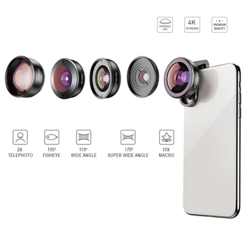 APEXEL HD 5 in 1 aparat de Fotografiat Telefon Lentile 4K Largă macro Telescop super Fisheye pentru iPhonex xs max Samsung s9 toate smartphone