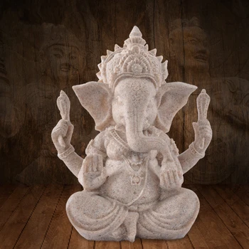 VILEAD Gresie Indian Ganesha Elefant Dumnezeu Statuie Religioase Hinduse cu cap de Elefant Fengshui Sculptura lui Buddha Decor Acasă Meserii
