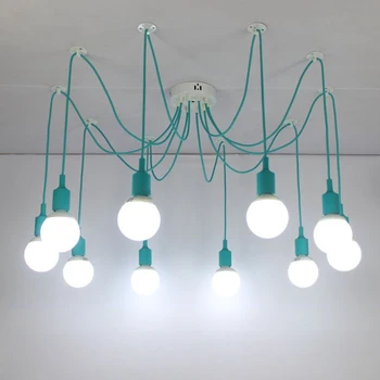 Modern Cyan Candelabre 3-16 Brațele Retro Reglabil Edison Lampa Bec E27 de Artă Spider Tavan corp de iluminat de Prindere