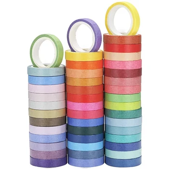 60 Buc/lot Curcubeu de Culoare Solidă Decorative Bandă Adezivă de Mascare Bandă Washi Set DIY Scrapbooking Autocolant Eticheta de Papetărie