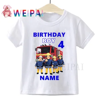 Copii Pompierul Sam de Ziua Numărul 1~9 de Imprimare de Desene animate pentru Copii Haine tricouri Băiat și Fată Scrie Numele Cadou Amuzant Tricou Copil 24M-8T