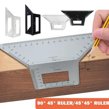 Multifunctional Dulgher Pătrat 45/90 Gradul Indicator Unghi Rigla de Măsurare pentru prelucrarea Lemnului Gauge Instrument Tâmplar
