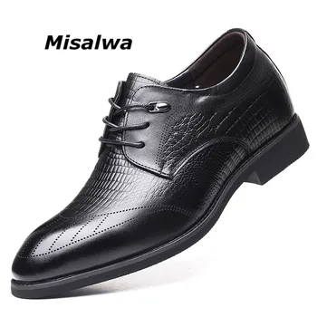 Misalwa Piele naturala de Lux pentru Bărbați Pantofi Plat/5 CM Înălțime a Crescut Oxford Business Pantofi pentru Bărbați Britanic Dantela-up Pantofi cu Lift