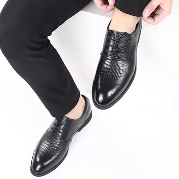 Misalwa Piele naturala de Lux pentru Bărbați Pantofi Plat/5 CM Înălțime a Crescut Oxford Business Pantofi pentru Bărbați Britanic Dantela-up Pantofi cu Lift
