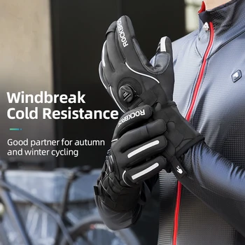 ROCKBROS Adjusatble Mănuși de Ciclism Reflectorizante Touch Screen Cald Biciclete MTB Mănuși în aer liber rezistent la apa Motociclete Biciclete Mănuși