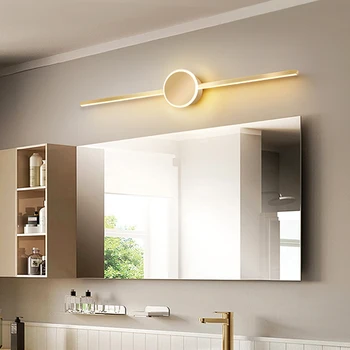 Modern de Aur a terminat Oglinda fata de iluminat cu LED-uri Lampă pentru baie, oglinda de machiaj lampa vestiar Modern lumini oglindă pentru acasă