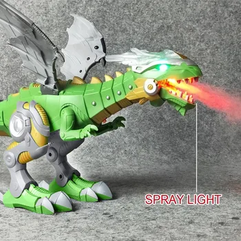 Jucărie Electric De Mari Dimensiuni De Mers Pe Jos Jucarie Dragon Care Scuipă Foc, Apă Pulverizată Cu Sunet De Lumină Dinozauri Mecanice Model De Jucării Pentru Copii