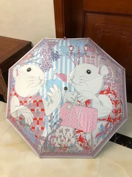 Noul trend bunny umbrela complet automat de trei ori pliere umbrela cutie de cadou pentru barbati si femei generale umbrela