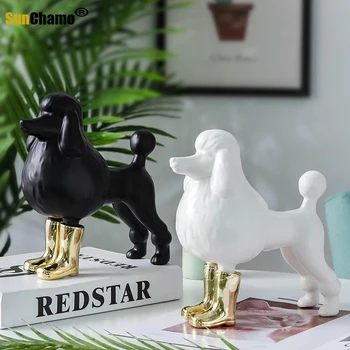 Nordic Pudel Golden Retriever Statuie De Lux Câine Animal De Decorare Arta De Ambarcațiuni Moderne Biroul De Acasă Mobilier Acasă Decorare
