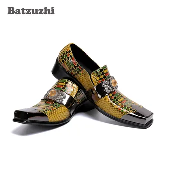 Batzuzhi de Lux în Stil Italian Pantofi pentru Bărbați Manual de Înaltă Calitate din Piele Pantofi de costum Barbati de Aur Afaceri Formal Pantofi de Piele de sex Masculin
