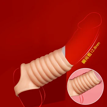 Silicon Reutilizabile Penis Mâneci Inel De Penis Extender Penis Prezervativele, Jucariile Sexuale Pentru Bărbați Durată De Extindere Adulți Intim Bunuri