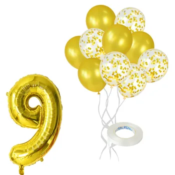 12buc/set de Aur Digitals Balon Kituri de Nunta de Decorare Copil de Dus la Petrecerea de Ziua Decoratiuni Confetti Folie Umfla Balonul Globos