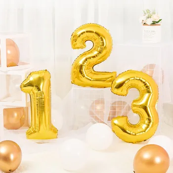 12buc/set de Aur Digitals Balon Kituri de Nunta de Decorare Copil de Dus la Petrecerea de Ziua Decoratiuni Confetti Folie Umfla Balonul Globos