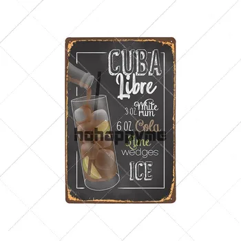 Cocktail Tablă de Metal Semne Mojito Retro Placa Cuba Libre Moscow Mule Poster de Perete Pub Bar Club Plăci Decorative 20x30cm