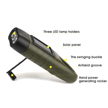 Lanterne Manivela 3 LED Lanterne solare, Dinam camping lumină în aer liber, Alpinism lampă cu baterii reîncărcabile, Lanterne
