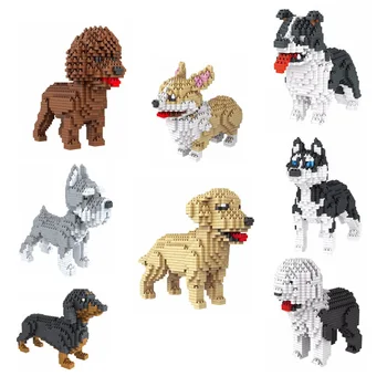 2020 Mini Blocuri Jucarii de animale de Companie de Pluș Schnauzer Teckel Husky Rasa Collie, Câine, Animal 3D Model Diamant Copii Pentru Copii