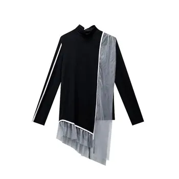 XITAO Dungi Mozaic Tricou pentru Femei de Iarnă Plasă de Valul de Moda Stil Nou Stand de Guler Maneca Lunga Neregulate Pulover ZY2134