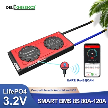 Inteligente BMS 8S 80A 100A 120A cu UART 485 Bluetooth APP 24v LiFePO4 Baterie RV 3.2 V nominală de celule
