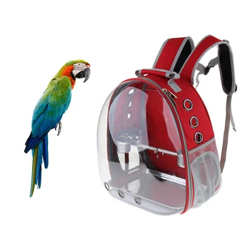 Exterior Din Oțel Inoxidabil De Călătorie Pentru Animale De Companie Închidere Cu Fermoar Rucsac Transparent Gol Găuri Cușcă Papagal Impermeabil Păsări Transport