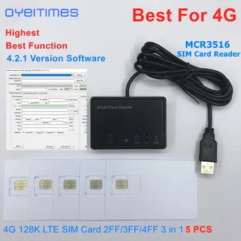 OYEITIMES MCR3516 SIM Card Reader+5PCS 2FF/3FF/4FF Programabil cu Cartela SIM Blank LTE, WCDMA GSM USIM 4G Carduri + 4.2.1 Ver. Software-ul