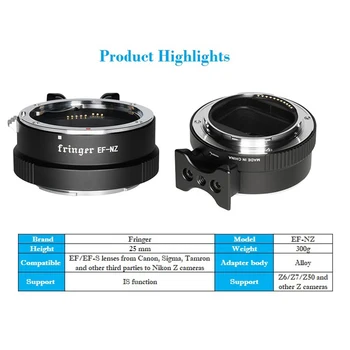Fringer EF-NZ Lens Mount Adaptor pentru Nikon Z Cam Z5/Z7/Z50 Adaptarea EF/EF-S fr. Canon/Sigma/Tamron Detașabil Tripod Mount