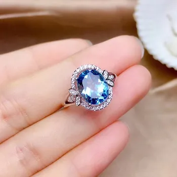 Albastru de cristal topaz, acvamarin pietre pretioase diamante inele pentru femei din aur alb argint culoare logodna de nunta formatie petrecere cadouri