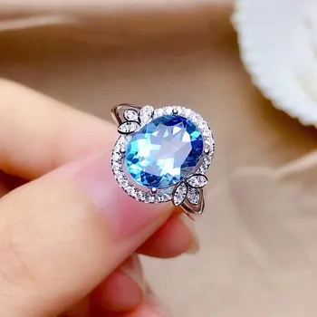 Albastru de cristal topaz, acvamarin pietre pretioase diamante inele pentru femei din aur alb argint culoare logodna de nunta formatie petrecere cadouri
