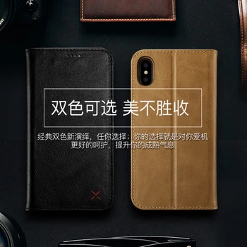XOOMZ Brand din Piele Acoperire Pentru iphone X XR XS MAX Naturale Piele Flip Caz de Telefon de Portofel Buzunar Card Magnetic Aproape