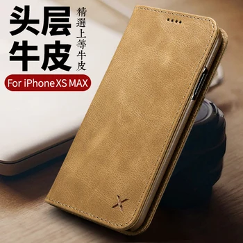 XOOMZ Brand din Piele Acoperire Pentru iphone X XR XS MAX Naturale Piele Flip Caz de Telefon de Portofel Buzunar Card Magnetic Aproape