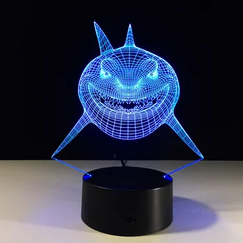 Rechin feroce Pește 3D LED Lampa USB Lampa LED Subacvatice Lumea Animală 7 Culori Schimbare, Birou, Masă de Noapte, Iluminare pentru Copii Jucarii Cadou