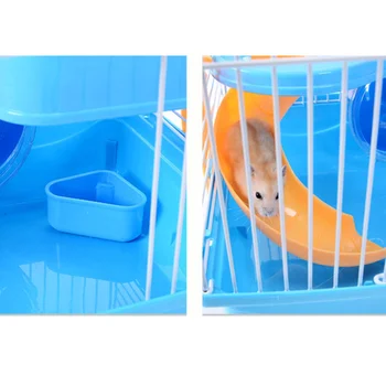 De Lux Trei Straturi Cușcă De Hamster Animal De Companie Casă Portabil De Mici Animale De Casa Chinchilla Casa Hamster (Albastru Deschis)
