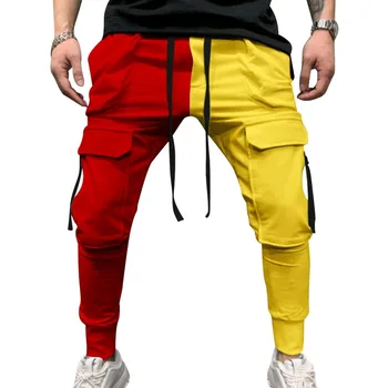 Laamei Multi Color Plus Dimensiune de Buzunar Pantaloni M-3XL Barbati Casual Pantaloni Clasic în aer liber, Mozaic de Culoare de pantaloni de Trening