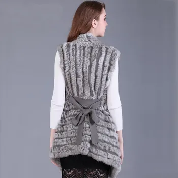 2020FXFURS moda Femei noi Originale Tricotate Veste Blană de Iepure cu centura pulover Vesta cu ridicata picătură de transport maritim