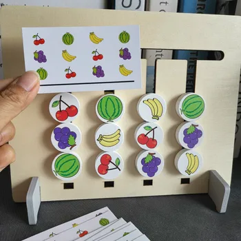 Lemn Montessori Iluminare SIDA Gradinita de Copii Jucărie de Învățământ Patru Culori de Fructe Joc de Logica cu Dublă Utilizare