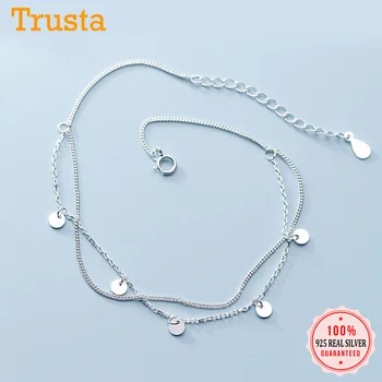 Trustdavis Argint 925 Moda Dulce Dublu Strat Rotund de Napolitana Lanț Brățări Pentru Femei, Cadou de Ziua Îndrăgostiților Bijuterii DA671