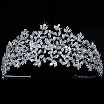 Coroana HADIYANA Frunze de Design de Epocă Femeile rochii de Mireasa Accesorii de Par Petrecere Diademe Și Coroana Zirconiu Cubi BC5170 Corona