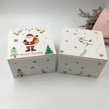Kraft 10BUC Pătrat de Hârtie de crăciun Drajeuri Cutie de Bomboane cu Flori Cutie Cadou Tort Cutii si Ambalaje Mici din Carton
