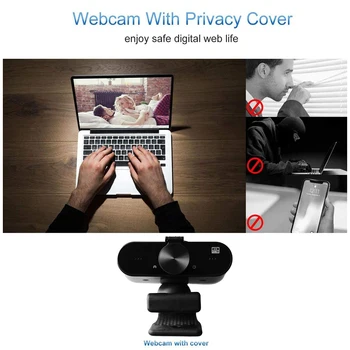 USB Driver Free Plug N Play Camera Web pentru Laptop, Calculator Desktop Accesoriu 2K Webcam cu Built-in Microfon de Confidențialitate Acoperă