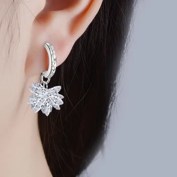 Coreeană Exagerat Picătură Cercei Cu Franjuri De Moda Stras Floare Argint 925 Cristal Cercei Bijuterii Pendientes Brincos
