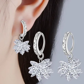 Coreeană Exagerat Picătură Cercei Cu Franjuri De Moda Stras Floare Argint 925 Cristal Cercei Bijuterii Pendientes Brincos
