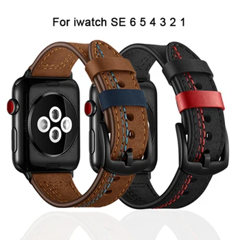 Banda Pentru Apple Watch SE 6 Banda de 38mm 42mm Reale Vacă din Piele Watchband iWatch 40mm 44mm Curea Seria 5 4 3 2 1 Sutura Brățară