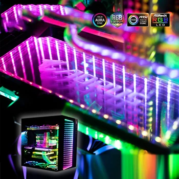 Infinit RGB Panou 3D de Iluminat Caz PC Stereo Decor VGA Backplate-O-RGB 12V/5V AURA de SINCRONIZARE de Apă rece Personaliza Bord cu LED-uri